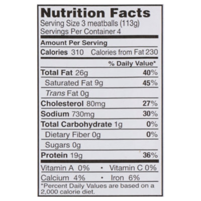 Italian Style Pork Meatballs With Mozzarella Basil & Garlic - 16 OZ - Image 3