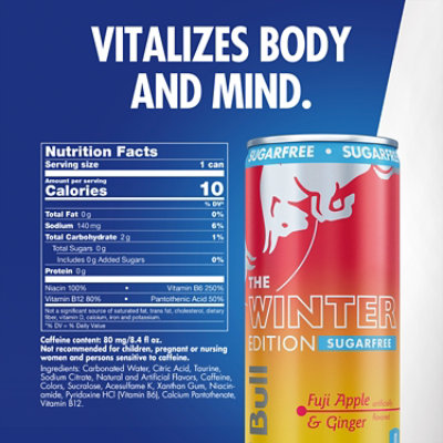 Red Bull Winter Edition SugarFree Energy Drink Fuji Apple & Ginger - 8.4 Oz - Image 2