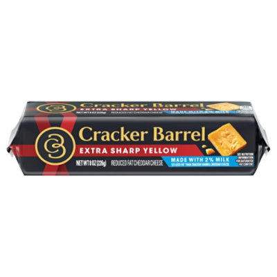 Cracker Barrel Extra Sharp Yellow Cheddar Cheese Made With 2% Milk 8 Oz Chunk - 8 OZ - Image 2