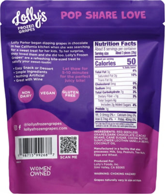 Lolly's Dark Chocolate Frozen Grapes, 8 Oz - 8 OZ - Image 5