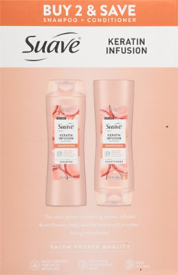 Suave Shampoo Conditioner Keratin Smooth Twin Pack - 15 FZ - Image 4