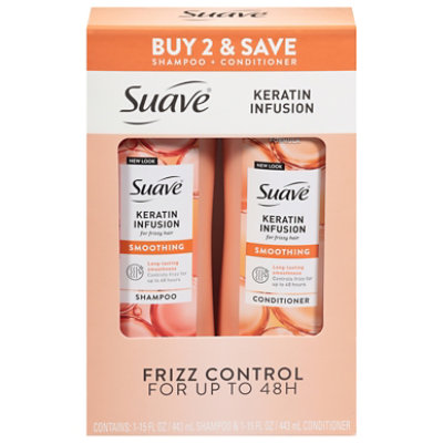 Suave Shampoo Conditioner Keratin Smooth Twin Pack - 15 FZ - Image 1