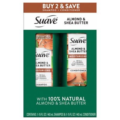 Suave Shampoo Conditioner Almond Shea Twin Pack - 15 FZ