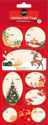 Signature Select Traditional Festive Foil Gift Tags - 14 Count - Image 1