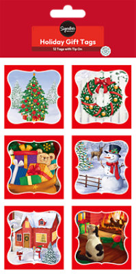 Signature Select Tree & Wreath Holiday Gift Tags - 12 Count - Image 1