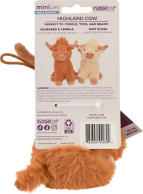 Multipet Mini Highland Cow Dog Toy Assorted Colors - EA - Image 3