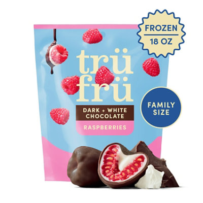 Tru Fru Frozen Fresh Raspberries In Dark & White Chocolate 18 Oz Resealable Pouch - 18 OZ - Image 1