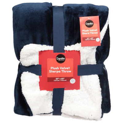 Signature Select Velvet Sherpa Throw Navy - Each - Image 1