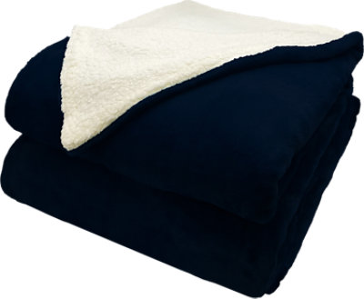 Signature Select Velvet Sherpa Throw Navy - Each - Image 1