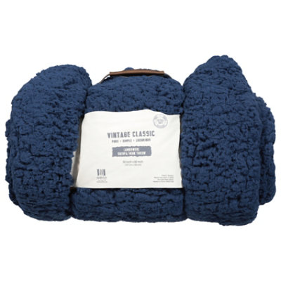 Posh Home Lambwool Mink Throw Navy - Each - Image 1