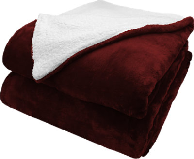 Signature Select Velvet Sherpa Throw Burg - Each - Image 1