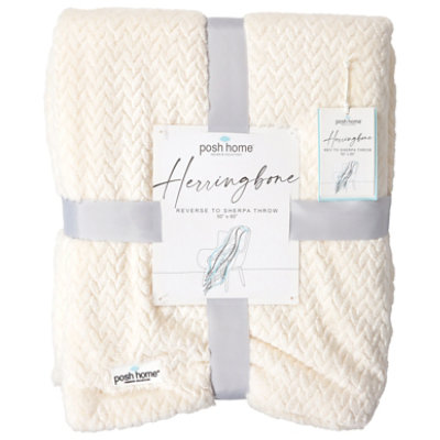 Posh Home Herringbone Throw Butter Cream - Each - Image 2