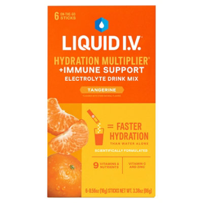 Liquid I.V.® Tangerine Hydration Multiplier® +Immune Support Electrolyte Powder Drink Mix, 6 Count Packets