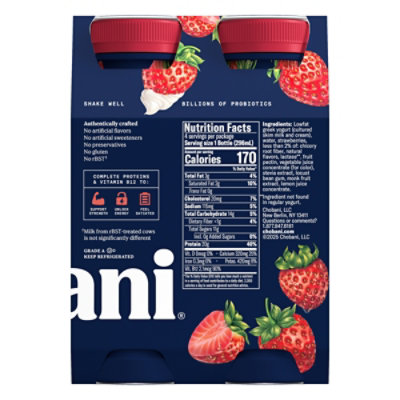 Chobani 20g Protein Lowfat Greek Yogurt Drink Strawberries & Cream 4-10 Fz - 4-10 FZ - Image 5