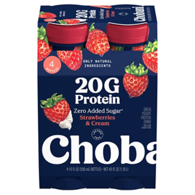 Chobani 20g Protein Lowfat Greek Yogurt Drink Strawberries & Cream 4-10 Fz - 4-10 FZ - Image 1