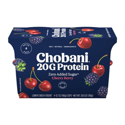 Chobani 20g Protein Lowfat Greek Yogurt Cherry Berry 4-6.7 Oz - 4-6.7OZ - Image 2