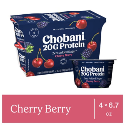 Chobani 20g Protein Lowfat Greek Yogurt Cherry Berry 4-6.7 Oz - 4-6.7OZ - Image 1