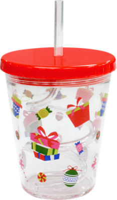 Signature Select Straw Tumbler Christmas Friends - Each - Image 1