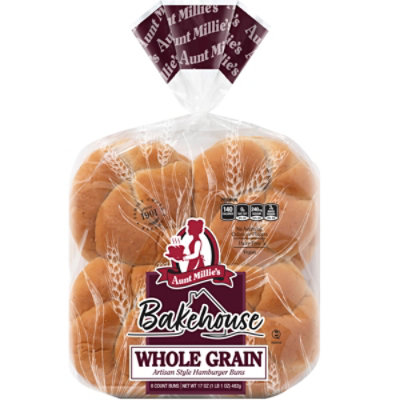 Aunt Millies Bakehouse Artisan Style Whole Grain Hamburger Buns 8ct - 17 OZ - Image 1