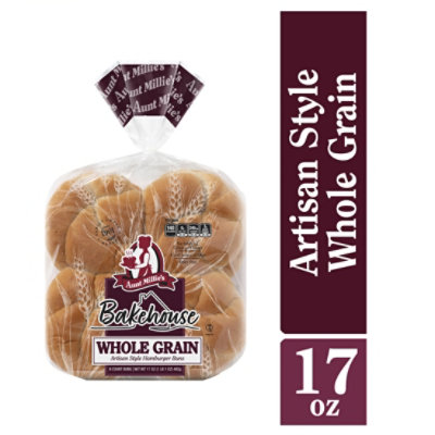 Aunt Millies Bakehouse Artisan Style Whole Grain Hamburger Buns 8ct - 17 OZ - Image 2