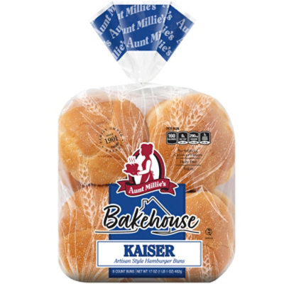 Aunt Millies Bakehouse Artisan Style Kaiser Hamburger Buns 8ct - 17 OZ - Image 1