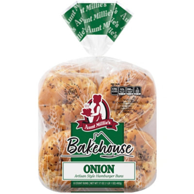 Aunt Millies Bakehouse Artisan Style Onion Hamburger Buns 8ct - 17 OZ - Image 3
