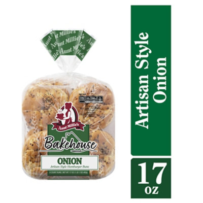 Aunt Millies Bakehouse Artisan Style Onion Hamburger Buns 8ct - 17 OZ - Image 2