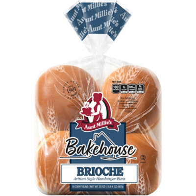 Aunt Millies Bakehouse Artisan Style Brioche Hamburger Buns 8ct - 20 OZ - Image 1