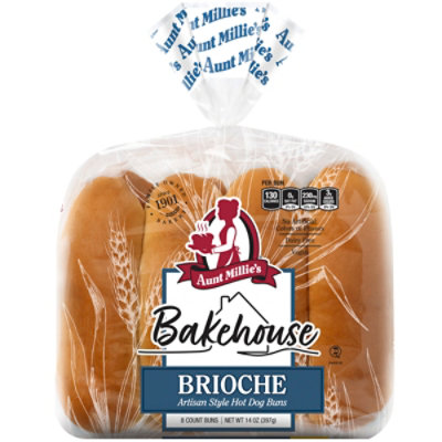 Aunt Millies Bakehouse Artisan Style Brioche Hot Dog Buns 8ct - 14 OZ - Image 2