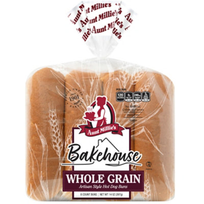 Aunt Millies Bakehouse Artisan Style Whole Grain Hot Dog Buns 8ct - 14 OZ - Image 2