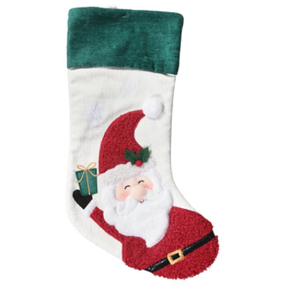 Signature Select 19 Inch Boucle Stocking Santa - Each - Image 1