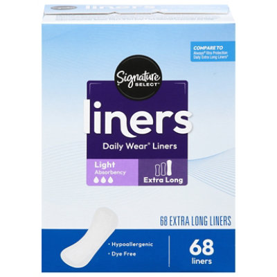 Signature Select Extra Long Light Absorbency Unscented Liners 68 Ct - 68 CT - Image 2
