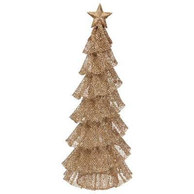 Signature Select 15 Inch Glitter Mesh Tree Gold - Each - Image 1