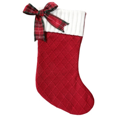 Signature Select 19 Inch Knit Stocking Bow Red - Each - Image 1