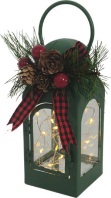 Dec 6.5in Lu Metal Lantern Green - Each - Image 1