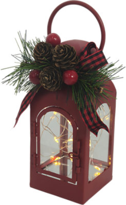 Dec 6.5in Lu Metal Lantern Red - Each - Image 1