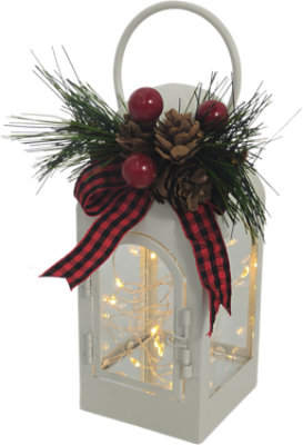 Dec 6.5in Lu Metal Lantern White - Each - Image 1