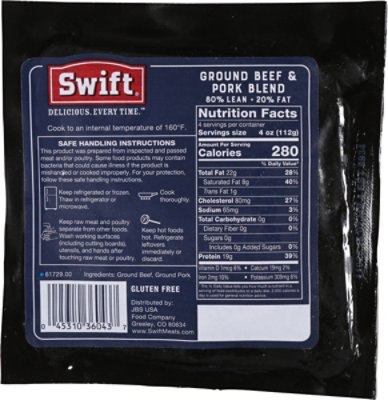 Swift 80% Lean Ground Beef & Pork Blend Brick 16 Oz - 16 OZ - Image 5