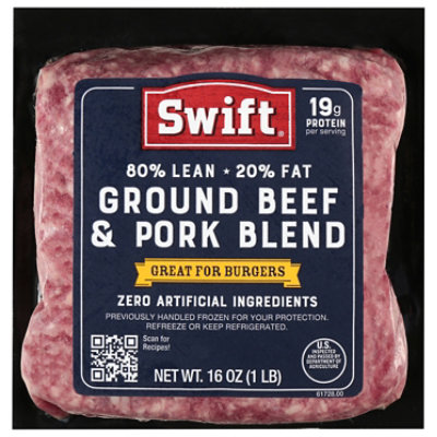 Swift 80% Lean Ground Beef & Pork Blend Brick 16 Oz - 16 OZ - Image 1