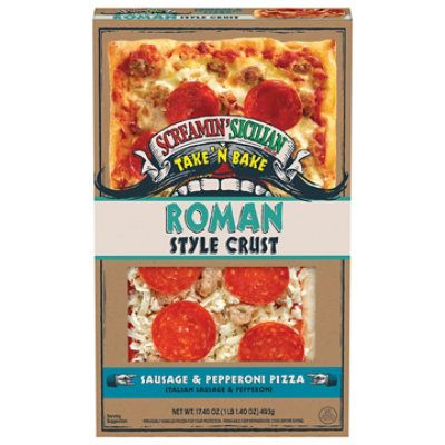 Screamin Sicilian Sausage Pepperoni Take & Bake Roman Style Pizza - 17.4 OZ