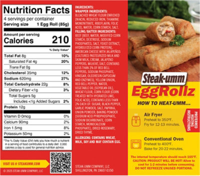 Steak-umm Philly Style Cheese Steak Eggrollz 12 Oz - 12 OZ - Image 5