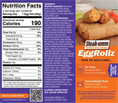 Steak-umm Buffalo Style Chicken Eggrollz 12oz - 12 OZ - Image 5