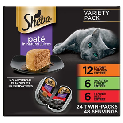 Sheba Perfect Portion Pate Chicken/rosted Turky/beef Mvp - 24-2.64OZ - Image 1
