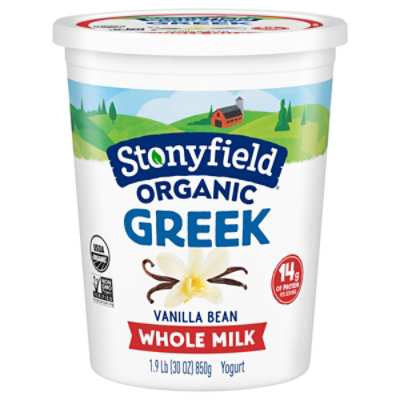 Stonyfield Organic Greek Vanilla Bean Whole Milk Yogurt 30oz - 30 OZ - Image 2
