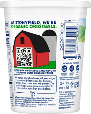 Stonyfield Organic Greek Vanilla Bean Whole Milk Yogurt 30oz - 30 OZ - Image 5
