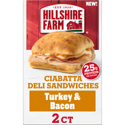 Hillshire Farm Turkey & Bacon Ciabatta Deli Sandwiches, 2 Ct - 10.74OZ - Image 2
