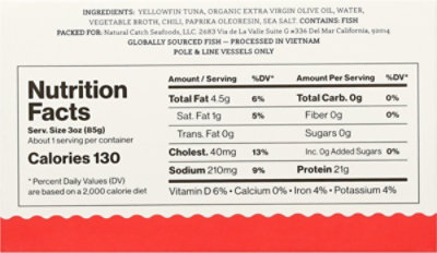 Natural Catch Spicy Yellowfin Tuna Filets Ngmo - 4.4 OZ - Image 5
