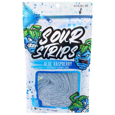 Blue Raspberry Sour Strip Candy 12 Strips In Every Bag - 3.7 OZ - Image 1