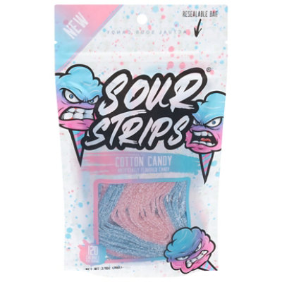 Cotton Candy Sour Strip Candy 12 Strips In Every Bag - 3.7 OZ - Image 1