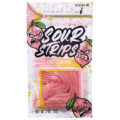 Pink Lemonade Sour Strip Candy 12 Strips In Every Bag - 3.3 OZ - Image 1